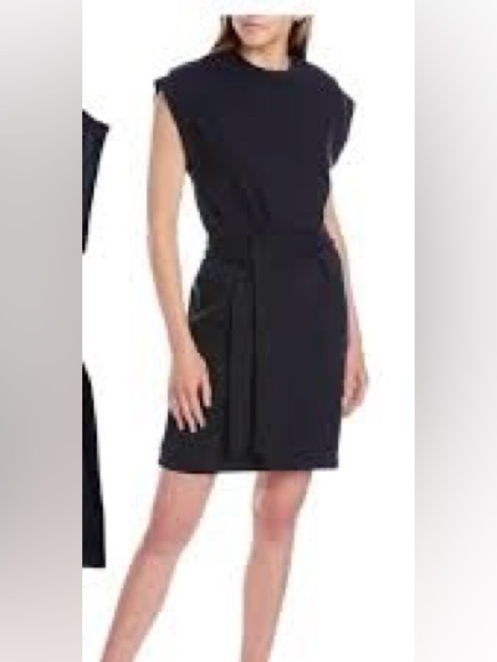 VINCE Black Tie-Waist Mini Dress Cap Sleeve Size L | Business Casual Work Dress